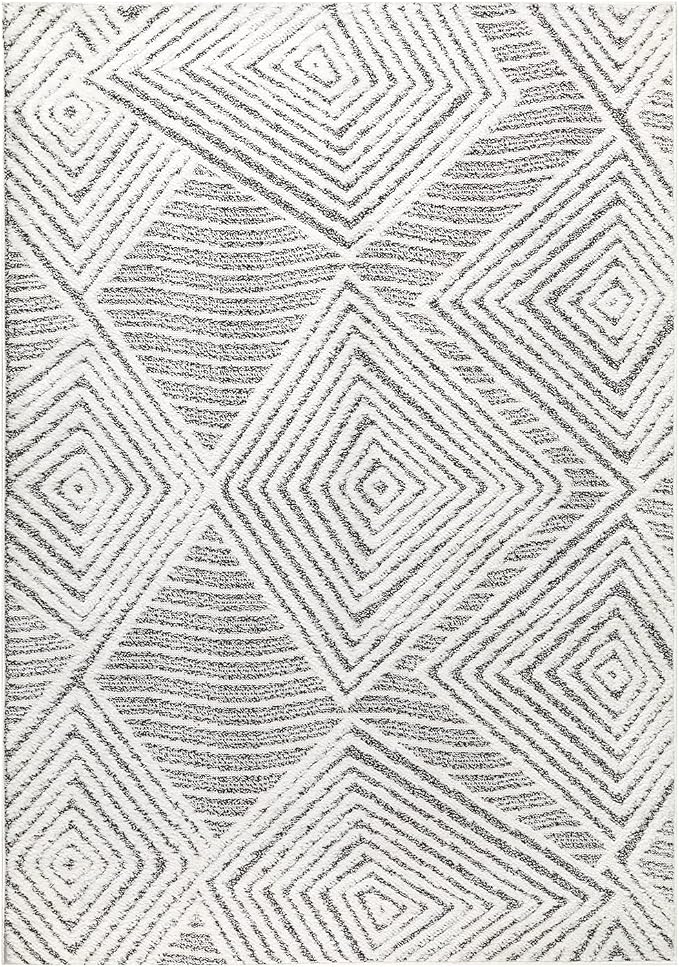 Antep Rugs Palafito 8x10 Geometric Shag Diamond High-Low Pile Textured Indoor - Image 3