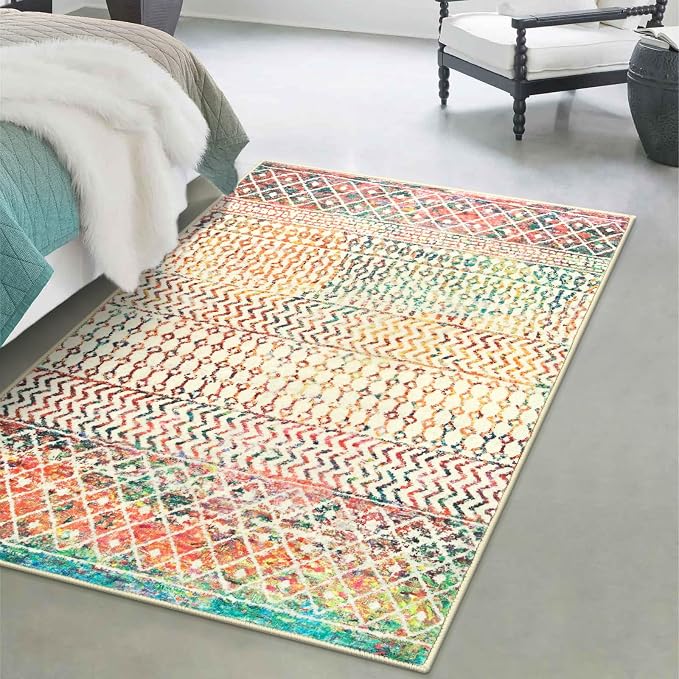 4x6 Rug for Living Room, Soft Non Slip Indoor Front Door Mat, Low-Pile Machine - Image 2