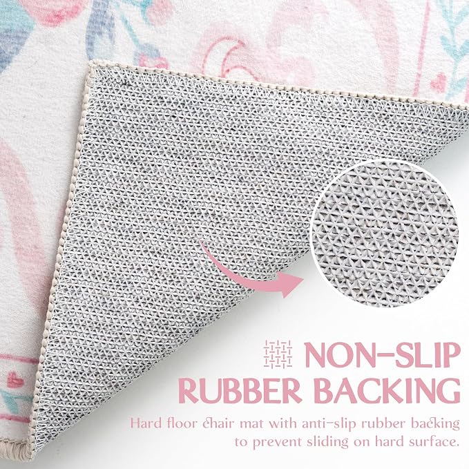 Pink Rug Bow Floral 8x10 Rug, Washable Area Rugs - Image 6
