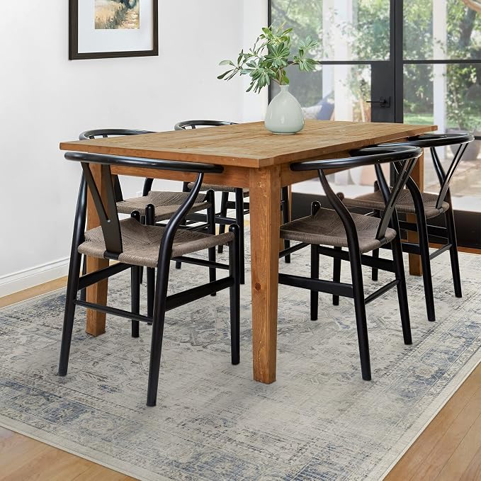 RUGGABLE Washable Vintage Area Rug – Kamran Blue Quartz 5x7, Stain-Resistant by RUGGABLE