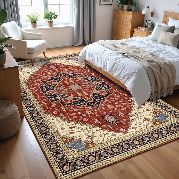 3x5 Orange Red Area Rug for Living Room, Machine Washable Rugs - Image 7
