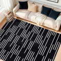 YIHOUSE Abstract Washable Rug 8x10, Ultra Thin Non Slip Black Rugs by YIHOUSE