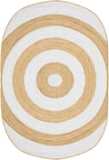 2.6x4 Oval Kilim Jute Runner – 0.27" Thick Flatweave, Solid White Beige by CASAVANI