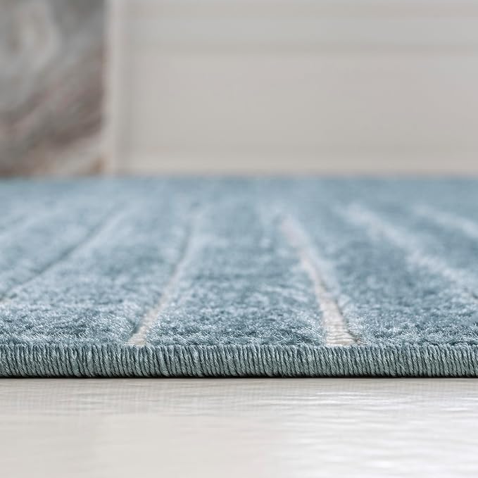JONATHAN Y Hallie High-Low Curve Dark Blue/Cream 5x8 Indoor/Outdoor Area Rug - Image 6