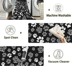 Cat Paws Black Area Rug for Living Room, Non-Slip Backing Low Pile Modern - Image 3