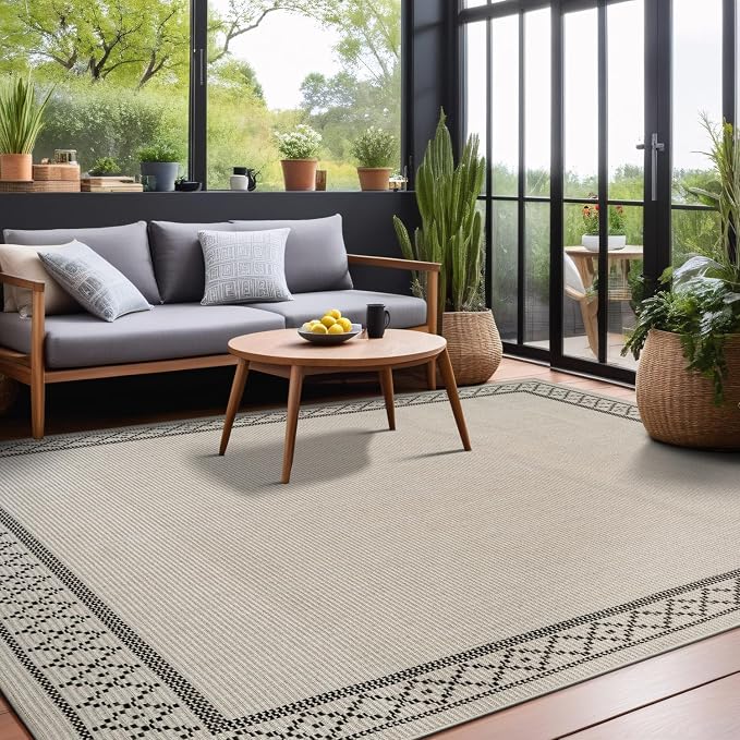 Easy Jute Rugs 10x14 Frame Bone Color Living Room Indoor Outdoor Area Rug - Image 9