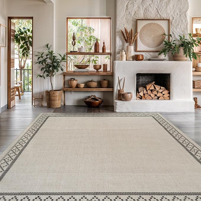 Easy Jute Rugs 10x14 Frame Bone Color Living Room Indoor Outdoor Area Rug - Image 6