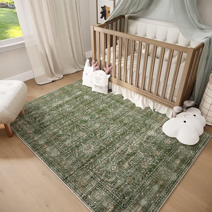 Washable 4x6 Rugs for Living Room, Boho Non-Slip Vintage Distress Small Rugs - Image 3
