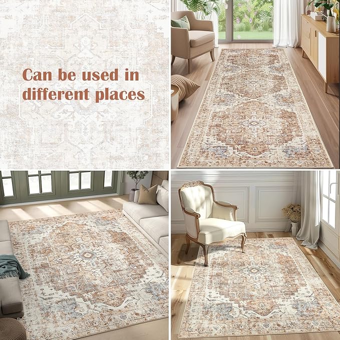 jinchan Runner Rug 2x8 Hallway Rug Kitchen Washable Runner Vintage Mat Retro - Image 4