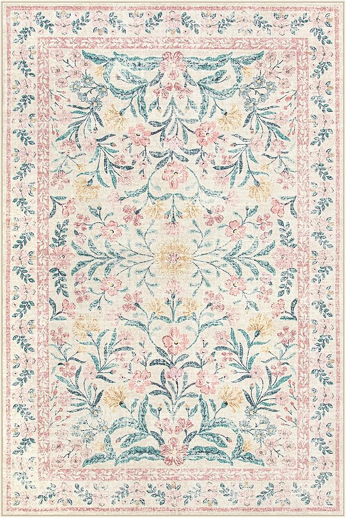 Wonnitar Washable Area Rug 6x9, Boho Non Slip Non-Shedding Pastel Nursery Carpet - Image 9