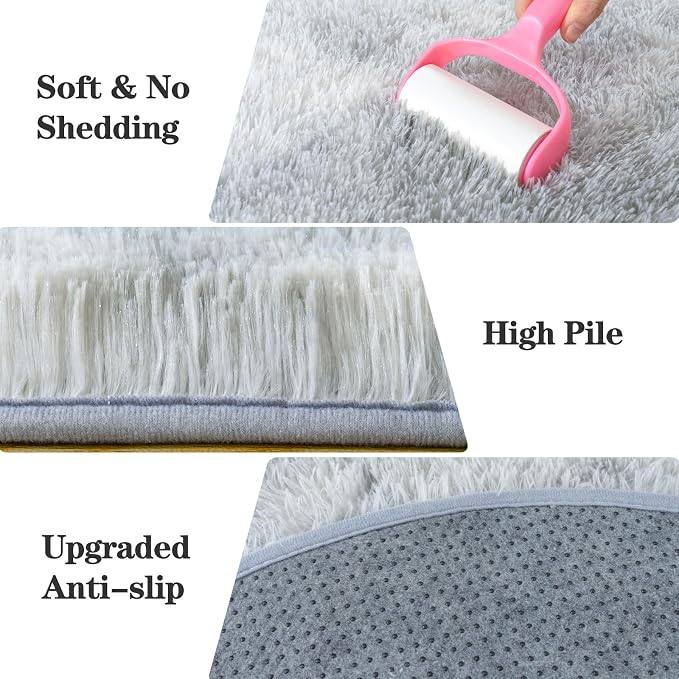 Soft Fluffy Area Rug for Bedroom, Fuzzy Shaggy Oval Throw Rugs for Bedside - Image 5