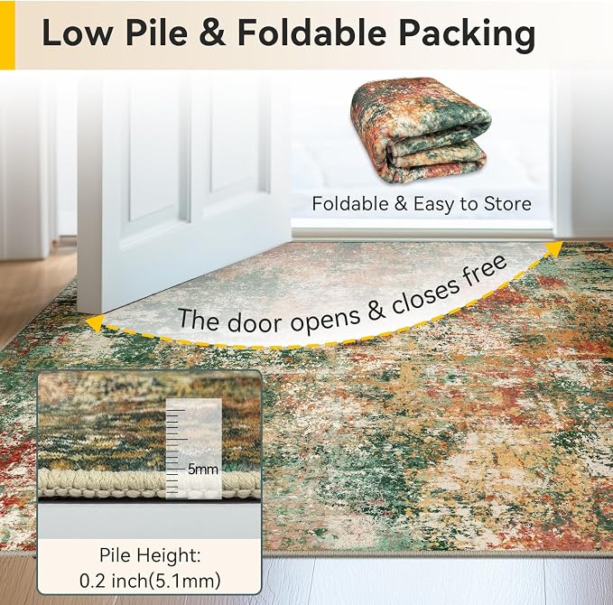 Washable Area Rugs 2'x8' Non-Slip Modern Abstract Soft - Image 8