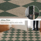 Easy Jute Checkered Entryway Rug, 2x3 Green Modern Indoor Outdoor Doormat - Image 4