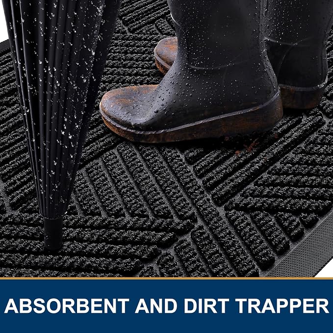 Kitinjoy Front Door Mat Outside Entrance, Sturdy Natural Dirt Trapper, Heavy - Image 3