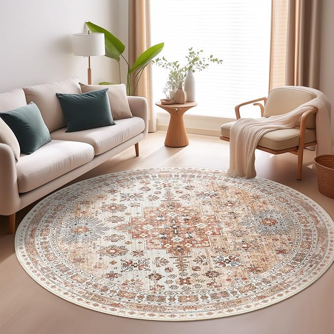 zesthome 9ft Round Rugs for Living Room, Non-Slip Washable Round Area Rugs - Image 9