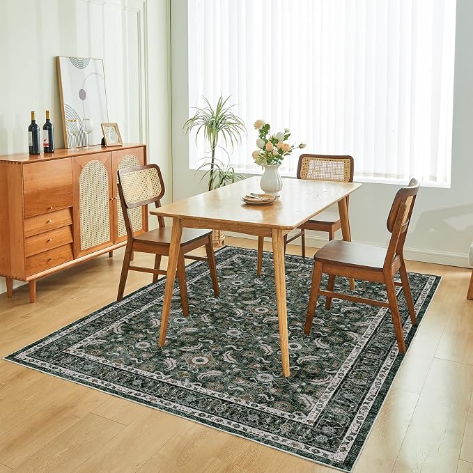 WITSHOCK Living Room Area Rugs 5x7: Soft Non-Slip Backing Washable Rugs Vintage - Image 4