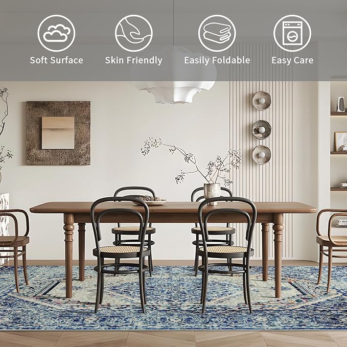 Easy-Going Area Rug 6x9 Washable Boho Rugs - Image 4