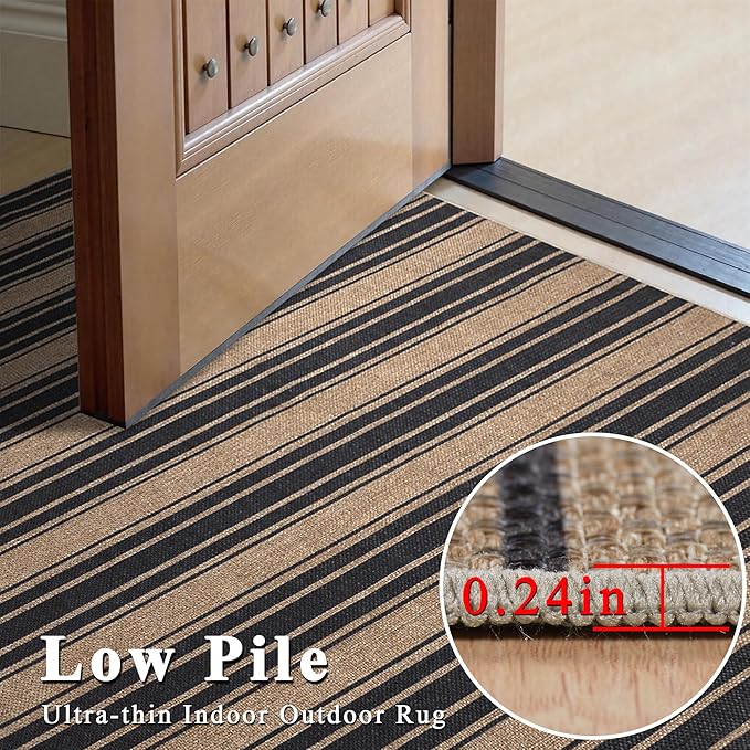 Striped Easy Jute Rug 3x5 Outdoor Entryway Rug Washable Area Rugs - Image 4
