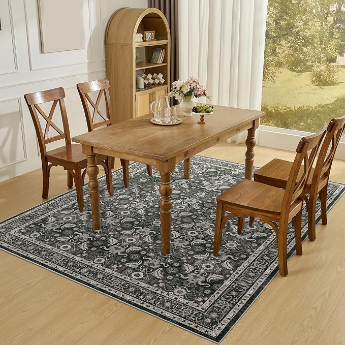 WITSHOCK Living Room Area Rugs 7x9: Soft Non-Slip Backing Washable Rugs Vintage - Image 4