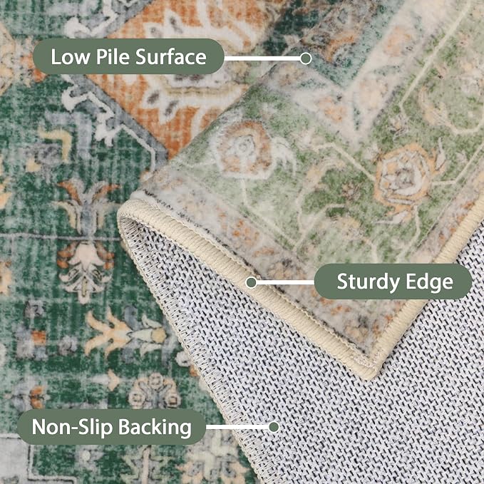 GENIMO 5x7 Area Rugs for Living Room, Machine Washable Non Slip Vintage Rugs - Image 5