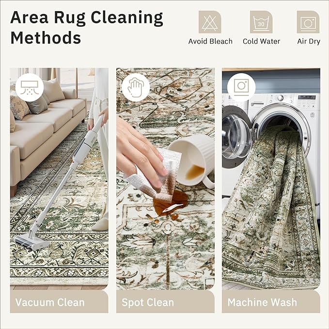 9x12 Area Rugs for Living Room, Non Slip Machine Washable Vintage Rugs - Image 5