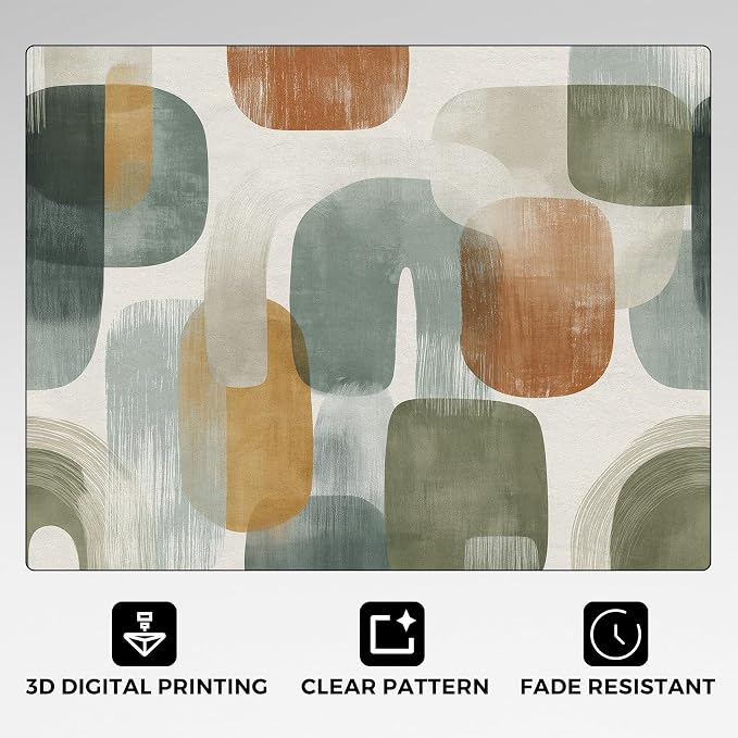 Mid Century Modern Rugs for Home Decor, 3x5 ft, Abstract Geometry Area Rugs for - Image 5