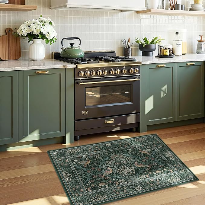 2x3 Floral Washable Area Rug for Entryway, Vintage Boho Rugs for Living Room - Image 3