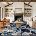 Rugshop Gray Large Floral Non-Slip Area Rug Fade Resistant by Rugshop