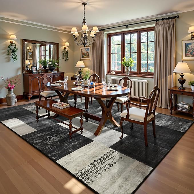DweIke Washable Area Rugs for Living Room, 5x7 Soft Bedroom Rugs, Geometric - Image 7