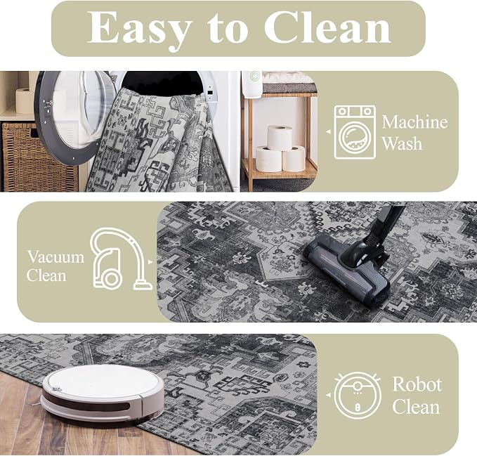 Washable 6x9 Area Rug for Living Room, Carpet for Bedroom Dining Room, Non - Image 6