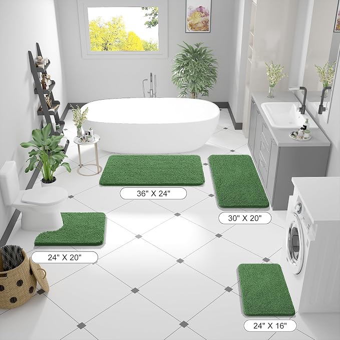 OLANLY Bathroom Rugs 47x17, Extra Soft Absorbent Chenille Bath Rugs, Rubber - Image 8