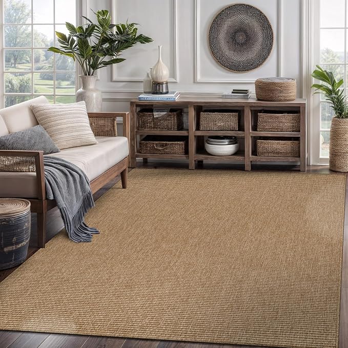 CAMILSON Easy Jute Rug 5x7, Indoor Outdoor Natural Color Farmhouse Area Rugs - Image 6