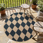 Lahome Checkered Round Entryway Rug 4ft, Circle Indoor Outdoor Patio Rug - Image 2