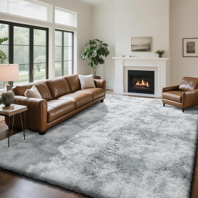 Fluffy Rug Shaggy Area Rug, Mottling Grey 9x12 Area Rugs - Image 2