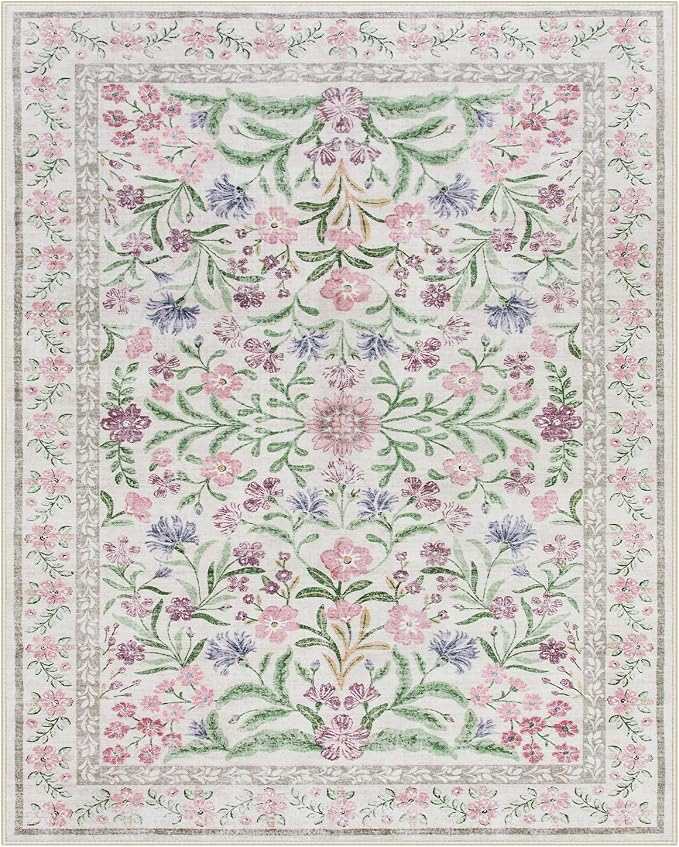 Wonnitar Purple Floral 8x10 Area Rugs, Washable Rug - Image 6