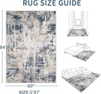 Area Rugs 5x7 Living Room: Washable Rug Modern Abstract Rugs Soft Non Slip - Image 2