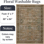 5x7 Washable Area Rug for Living Room Dining Room, Distressed Non Slip Vintage - Image 2