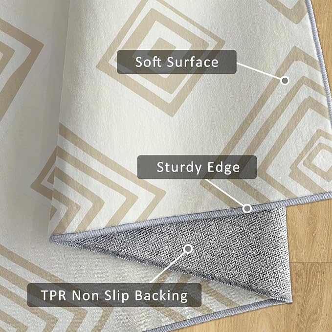 Washable 4x4 Modern Geometric Rug Living Room, Modern Geometric Home Decor - Image 6