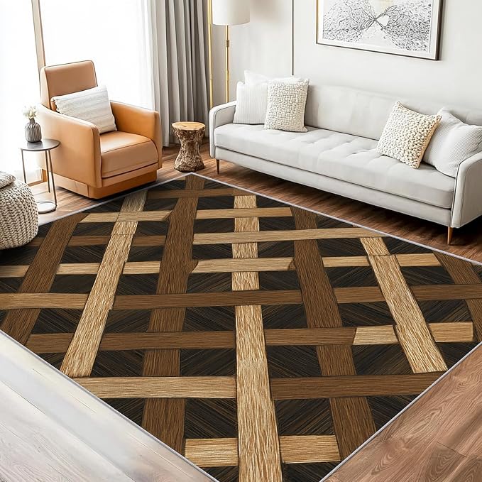 Checkered Rug, Washable 5x8 Rug by Unknown