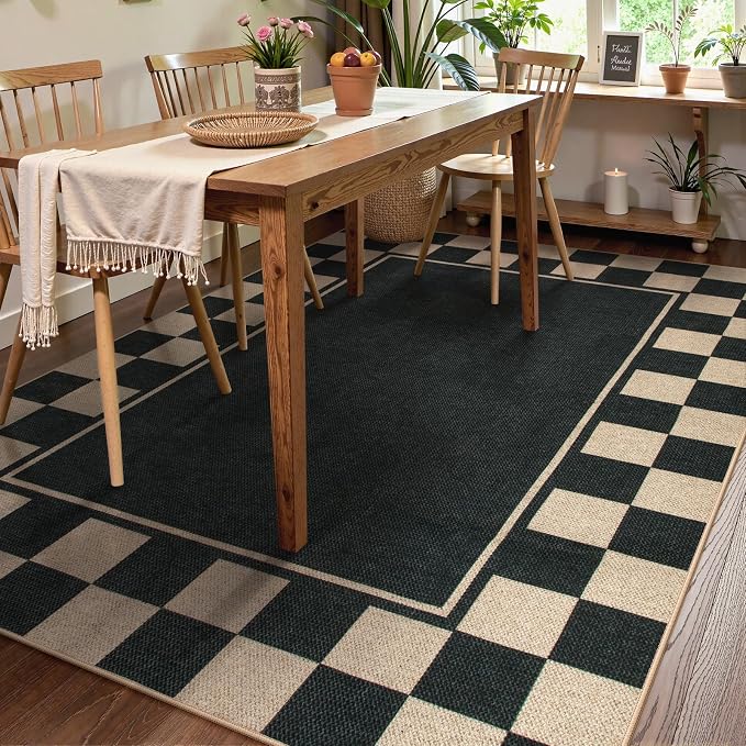 Moynesa Checkered Easy Jute Outdoor Rug 8x10 Area Rugs - Image 3