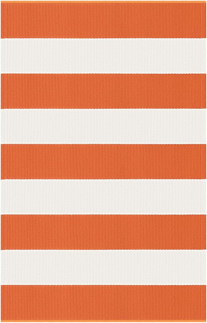 KOZYFLY Orange and White Striped Rug Doormat 2x3 Ft Halloween Fall Cotton Woven - Image 8