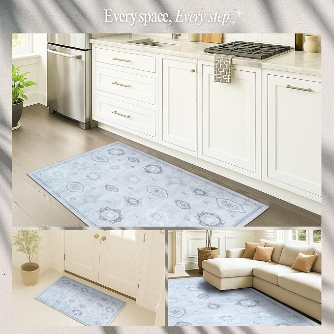 Turkish Rug. Washable Vintage Oriental Antique Inspired Traditional Doormat - Image 5