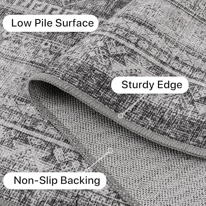 GENIMO Runner Rug 2x10 Non Slip Machine Washable Hallway Runner Rug, Low Pile - Image 6