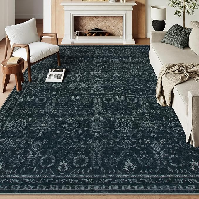 Lahome Washable 9x12 Area Rugs for Living Room, Dark Lurxry Non Shedding Carpet by Lahome