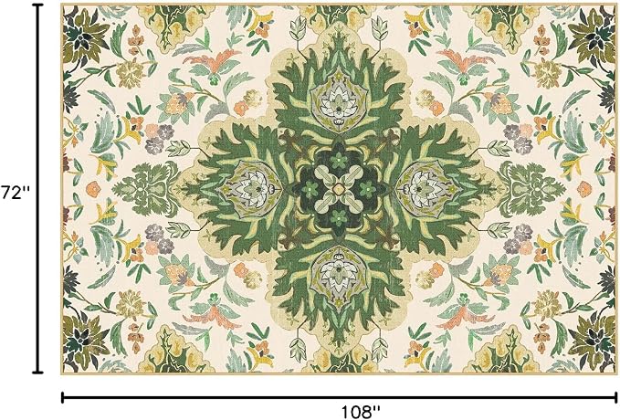 Phantoscope Washable Area Rug 6'x9' Non-Slip, Vintage Boho Rugs - Image 2