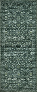 Vintage Floral 2x5 Runner, Dark Green Washable Hallway Runner, Non-Slip Kitchen - Image 9