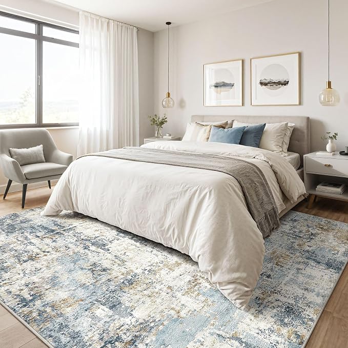 8x10 Area Rugs Washable Rug: Living Room Large Abstract Modern Soft Stain - Image 4