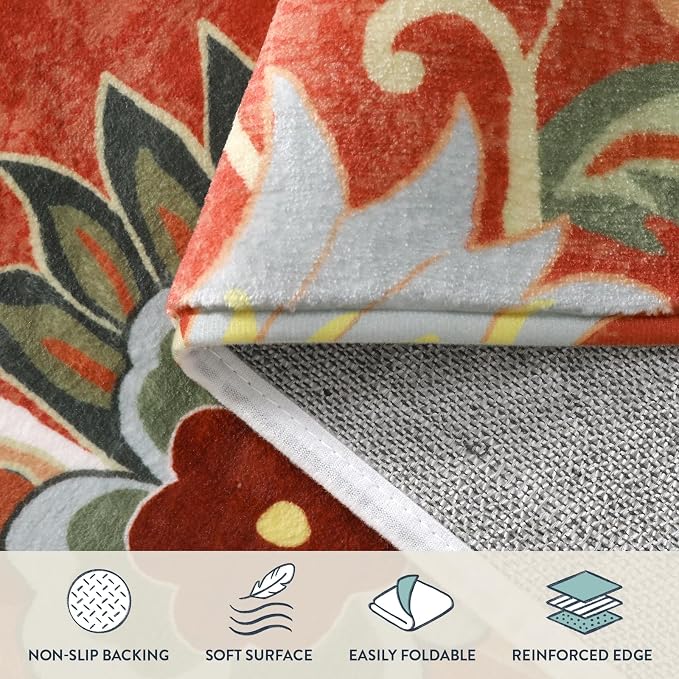 Lahome Floral Washable Rugs 5x7, Carpets - Image 4