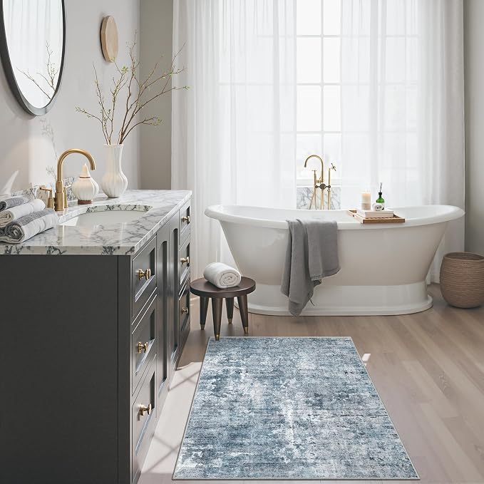 2x3 Abstract Washable Rugs for Kitchen, Powder Room Small Area Rug Non-Slip - Image 2