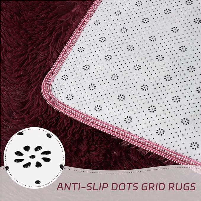 duduta Burgundy Plush Area Rugs - Image 6